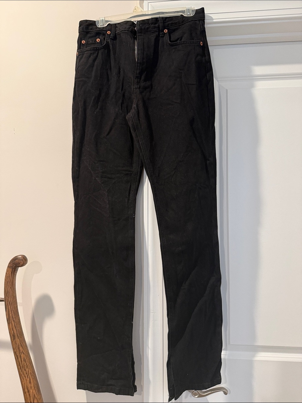 Zara Black Women's Split-Seam Straight-Leg Jeans
